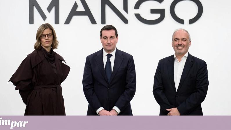 O CEO e presidente da Mango, Toni Ruiz (ao centro), a CFO, Margarita Salvans (à esquerda) e o responsável pelos franchises, Daniel Lopez (à direita)