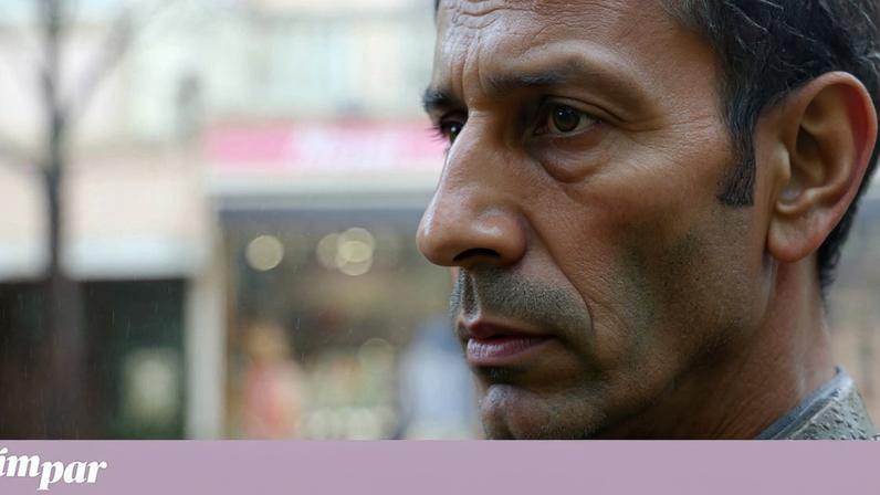 António Aleixo, poeta popular, à chuva na esplanada do Café Calcinha