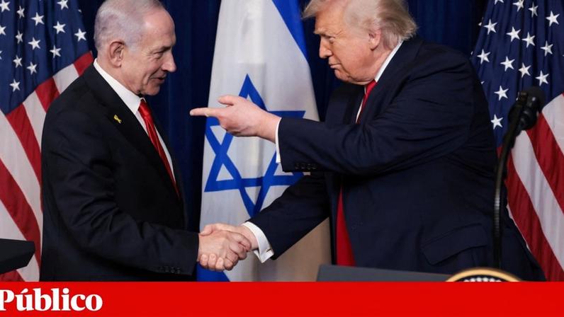 Donald Trump ao lado de Netanyahu. Os dois podem ter interesses diferentes sobre o desfecho da guerra no Irão
