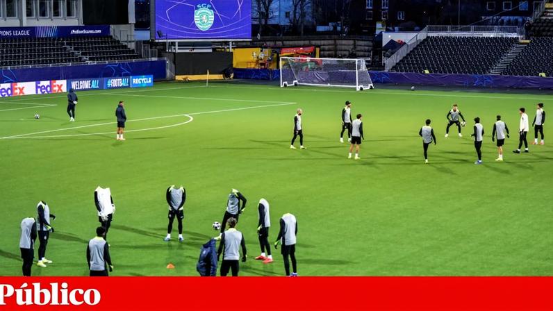 Jogadores do Sporting no estádio do Bodo, na Noruega