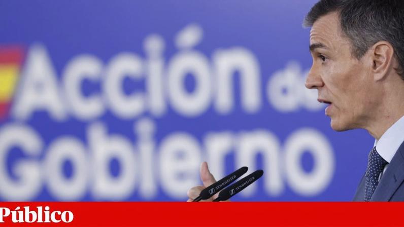 Pedro Sánchez, presidente do Governo de Espanha, durante a apresentação do seu pacote de medidas para a energia, que também se foca no alívio fiscal e baixa de preço