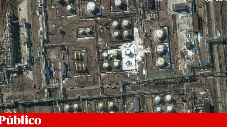 Imagem de satélite da refinaria russa de Novo-Yaroslavl, atacada por drones ucranianos no sábado