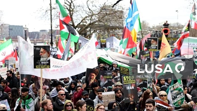 Milhares de apoiantes do Irão manifestaram-se em Londres pela Palestina