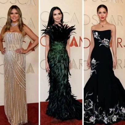 Decotes, folhos e penas marcam a passadeira vermelha dos Óscars