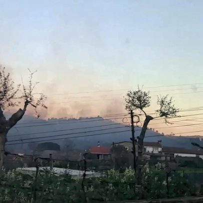 Incêndio florestal em Braga, causado por queimada