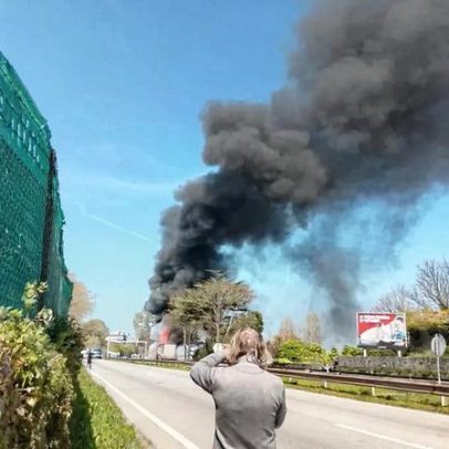 Via Norte cortada após incêndio envolvendo camião
