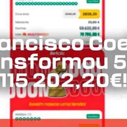 Apostador português transforma 55€ em mais de 115 mil com duas apostas múltiplas