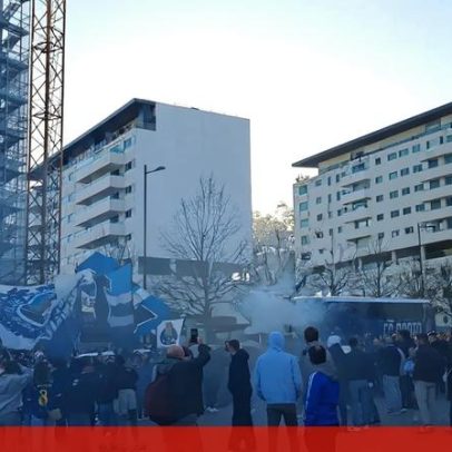 Centenas de adeptos apoiam FC Porto na saída de autocarro para Lisboa