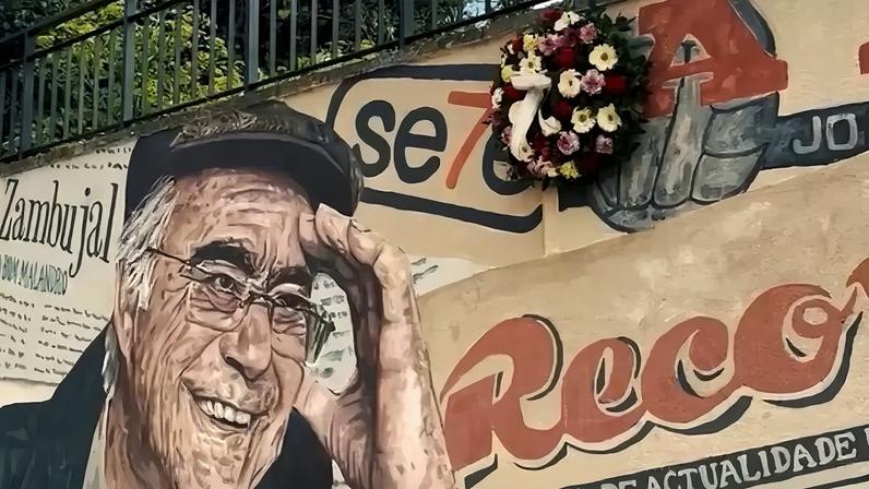Mário Zambujal homenageado em mural com referência à Record