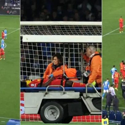 Nápoles-Lecce: susto com Banda, que cai no relvado e sai de maca