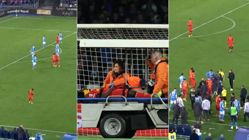 Nápoles-Lecce: susto com Banda, que cai no relvado e sai de maca