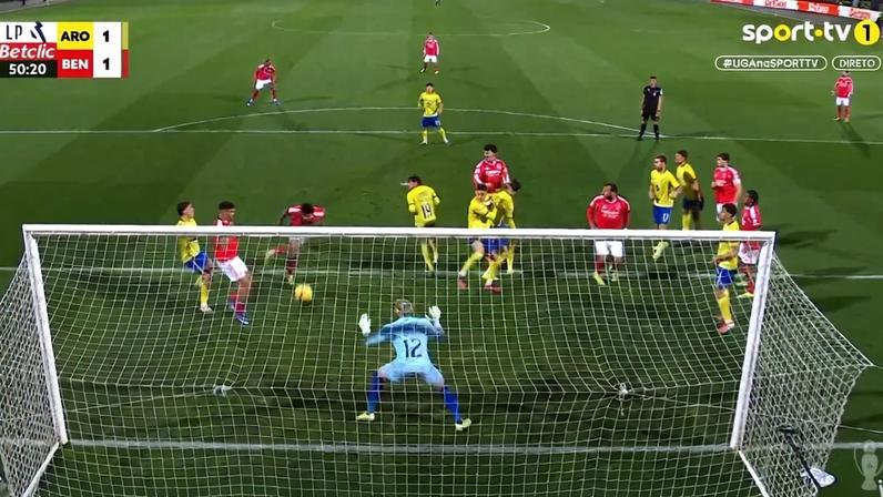 Benfica empata em Arouca com cabeceamento de Ríos