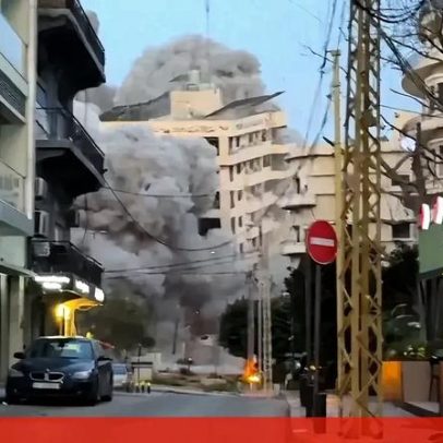 Prédio no centro de Beirute colapsa após ser atingido por míssil
