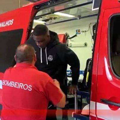 Moga recebe assistência médica em ambulância no Dragão Arena