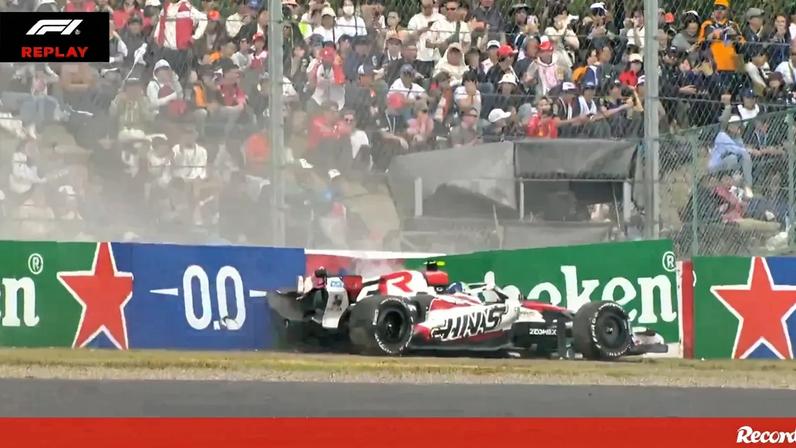 O momento em que Bearman se despistou ao tentar ultrapassar Colapinto durante o GP do Japão