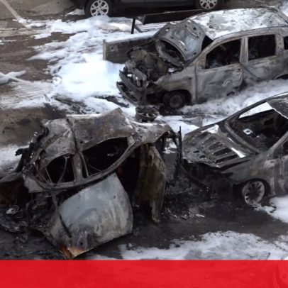 Veículos incendiados em Israel após intensos ataques aéreos iranianos
