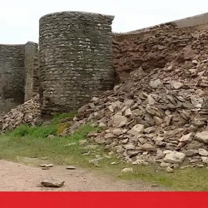 Populares protestam diante derrocadas contínuas no Castelo de Veiros