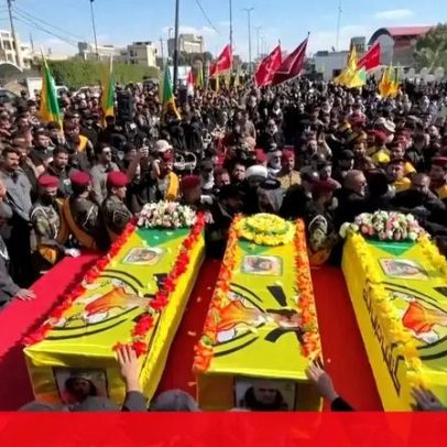 Funeral em Bagdade de membros de milícia mortos por ataque aéreo
