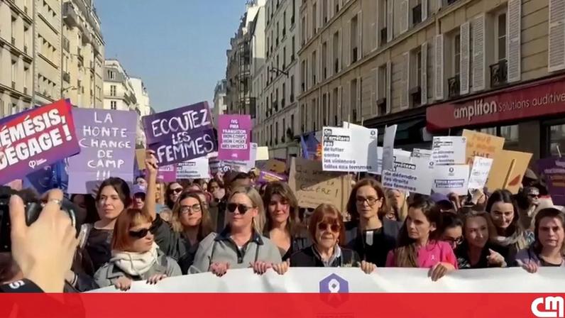 Gisèle Pelicot junta-se a milhares numa marcha do Dia da Mulher em Paris