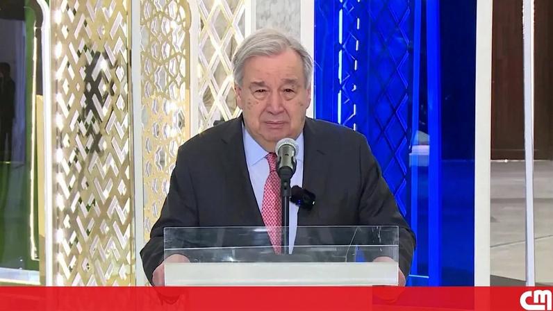 Imagem de António Guterres em Beirute, Líbano.