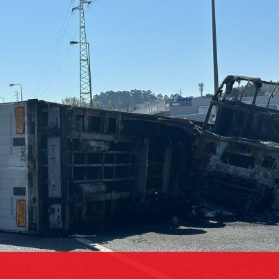 Camião despista-se e incendeia-se na A1 em Vila Nova de Gaia