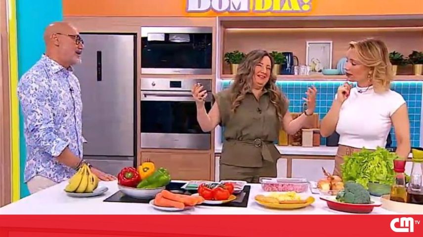 Susete Estrela no programa 'Olá, Bom dia' apresentando dicas de organização do frigorífico.