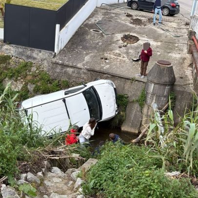 Dois feridos após despiste de carro que caiu numa ribeira em Ovar