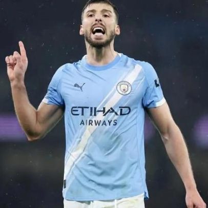 Rúben Dias frente ao Real Madrid na Liga dos Campeões: duelo parece jogo