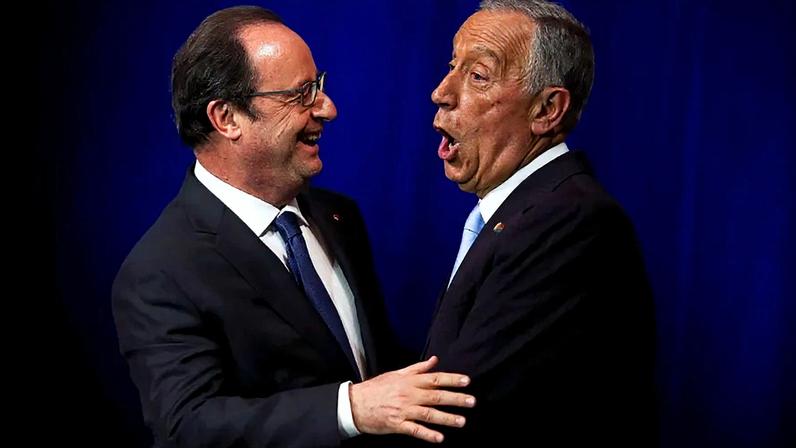 Marcelo Rebelo de Sousa e o presidente francês François Hollande, em França, em 2016