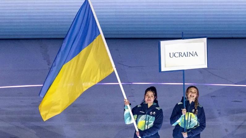 Bandeira da Ucrânia na cerimónia de abertura dos Paralímpicos de Inverno