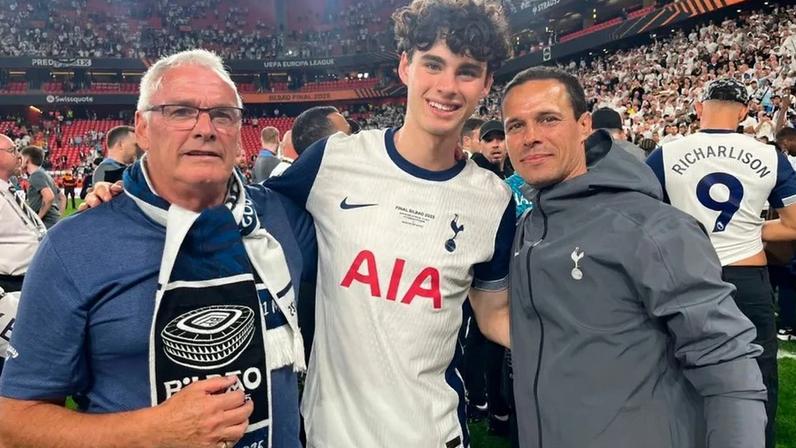 Archie Gray, do Tottenham, na final da Liga Europa em Bilbau, 2025