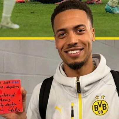 Nmecha faz carrinho ao árbitro e recebe cartão vermelho