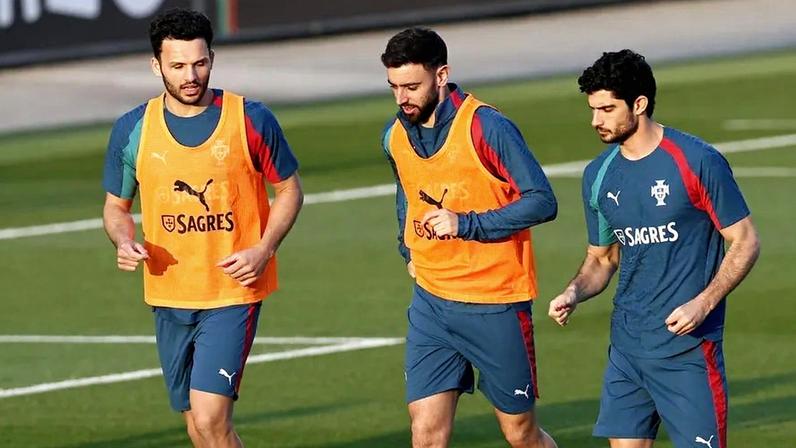 Gonçalo Guedes durante o treino da Seleção