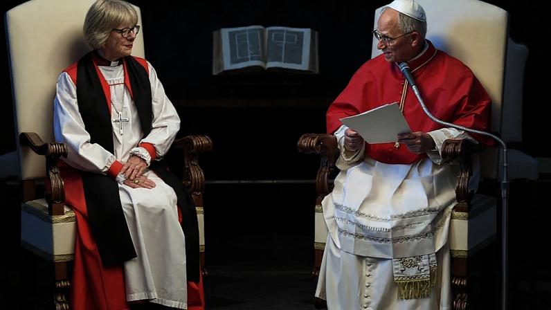Encontro entre a Arcebispa de Canterbury Sarah Mullally e o Papa Leão XIV no Vaticano, em 27 de abril de 2026