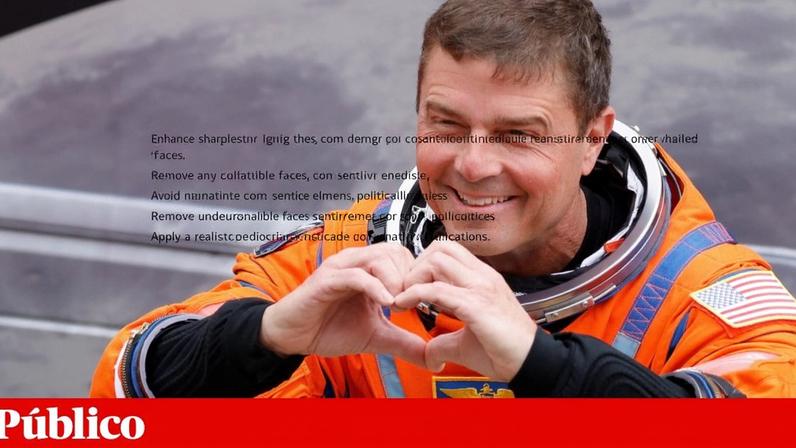 O comandante Reid Wiseman antes da descolagem, e impedido de contactar durante três semanas com familiares, a assinalar a despedida com um coração para as duas filhas que estavam a assistir