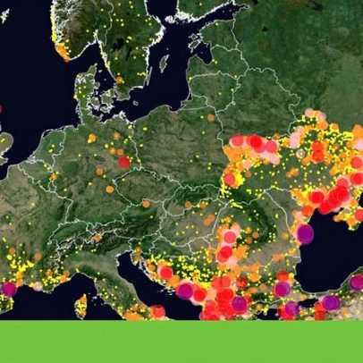 Imagem de satélite mostra fogos na Europa em 2025 com Portugal em destaque