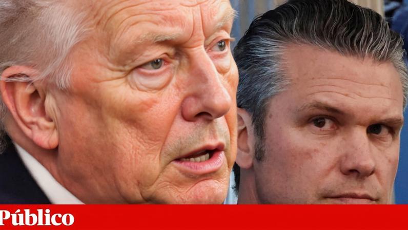 Donald Trump, Presidente dos EUA, e Pete Hegseth, secretário norte-americano da Defesa, na conferência de imprensa na Casa Branca
