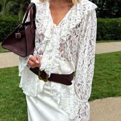 Blusa de renda da primavera ganha destaque na moda