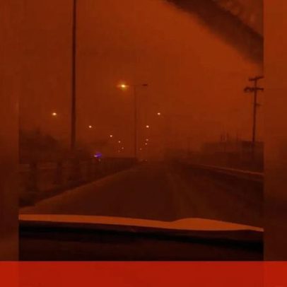 Tempestade de poeira do Saara colore céu de ilha grega laranja