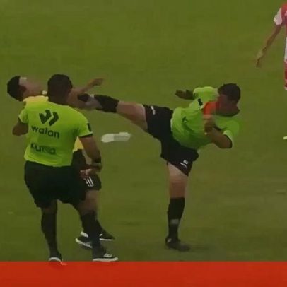 Árbitro peruano agride invasor de campo com golpe de karaté