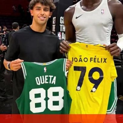 João Félix visita Celtics e troca camisola com Neemias Queta