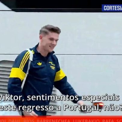 Gyökeres sorri na chegada ao hotel e recorda tempos no Sporting