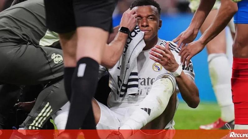 Real Madrid-Girona: Mbappé com o rosto ensanguentado após lance não marcado penálti