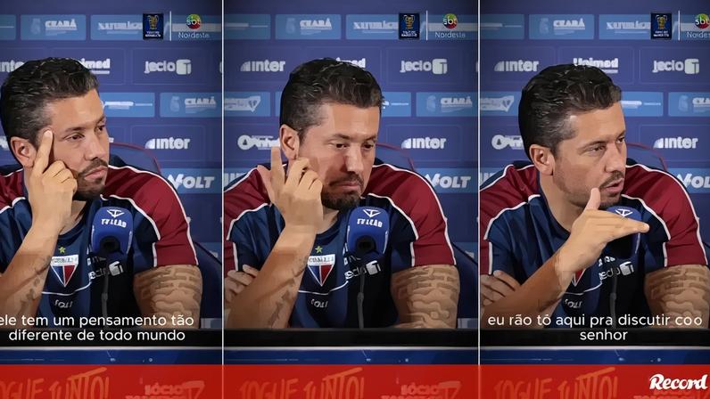 Momento 'quente' entre jornalista e o treinador do Fortaleza na conferência de imprensa
