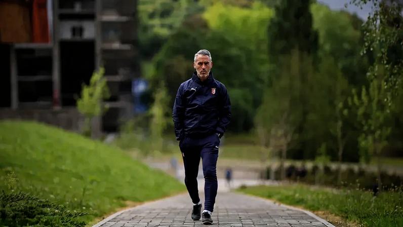 Carlos Vicens no treino desta quarta-feira