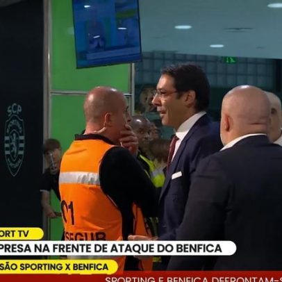 Rui Costa tira satisfações a um segurança na chegada a Alvalade