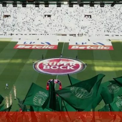 Entrada das equipas antes do Sporting-Benfica em foco