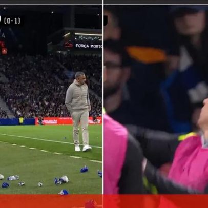 Banco do Sporting mostra garrafas, cartolinas e Pote a dar toques aos 30 minutos no Dragão