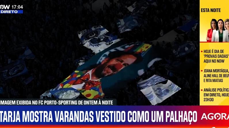 Tarja com o rosto de Varandas no Estádio do Dragão durante o clássico