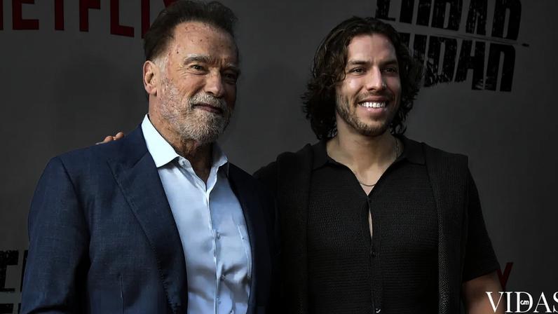 Arnold Schwarzenegger e o filho Joseph Baena